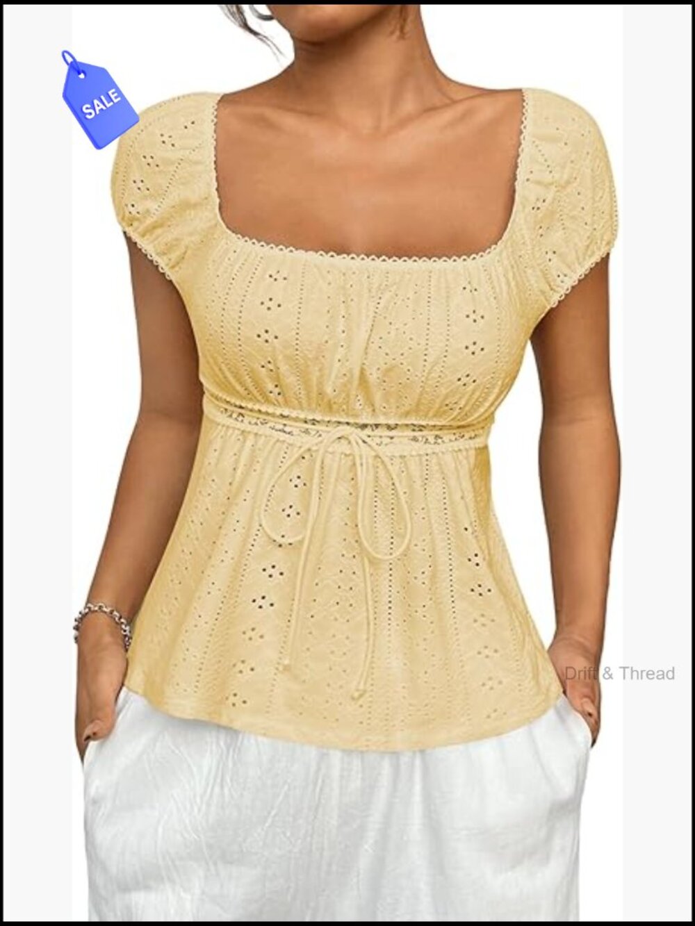Women's Square Neck Short Sleeve Empire Waist Peplum Top T-Shirt Summer Blouse - Picture 1 of 6
